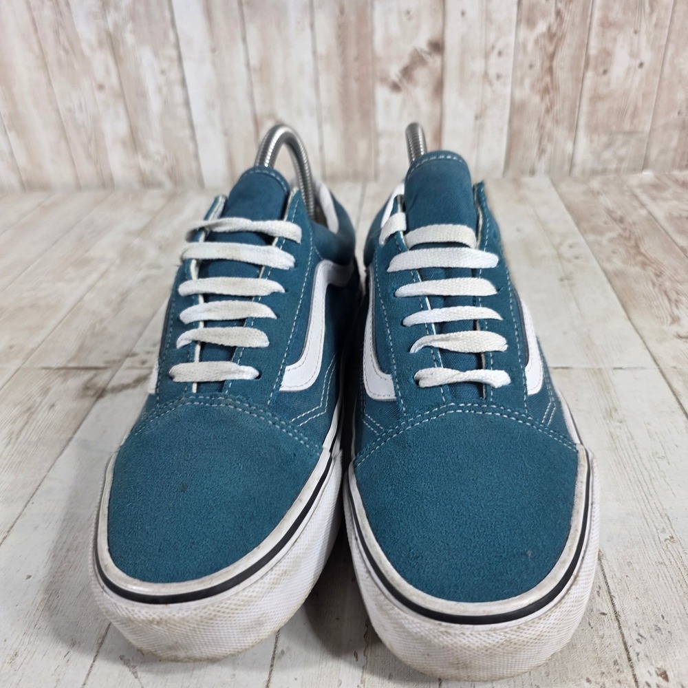 Vans Old Skool Teal Blue Suede Canvas Low Top Sneakers Womens 7.5 Mens 6.0 - Picture 5 of 8